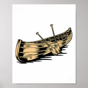 Affiche Pagayer en canoë Drôle de canoë en kayak Bateau de