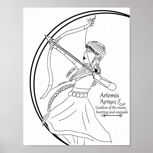Affiche Page Coloriage Artémis Imprimer (Devant)