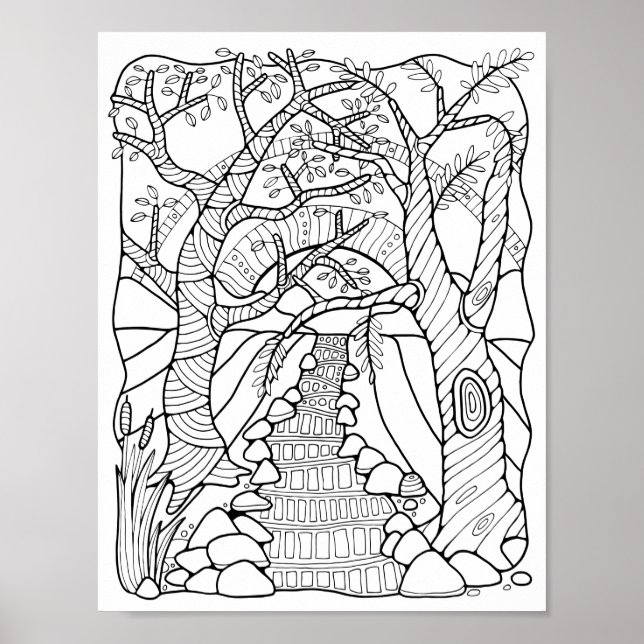 Affiche Page Coloriage de la rivière Imaginaire Art (Devant)