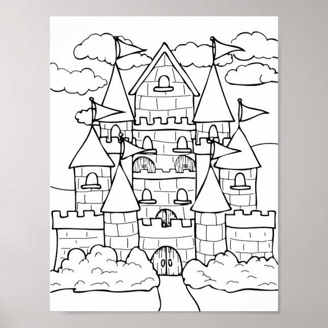 Affiche Page Coloriage du château (Devant)
