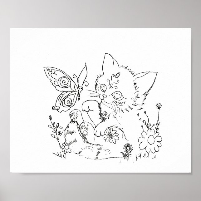 Affiche Page couleur chaton d'art populaire hispanique (Devant)