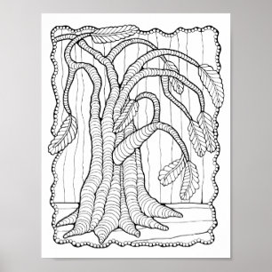 Affiche Page de coloration de la bordure de l'arbre de for
