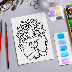 Affiche Page de coloration de papillon Halloween drôle