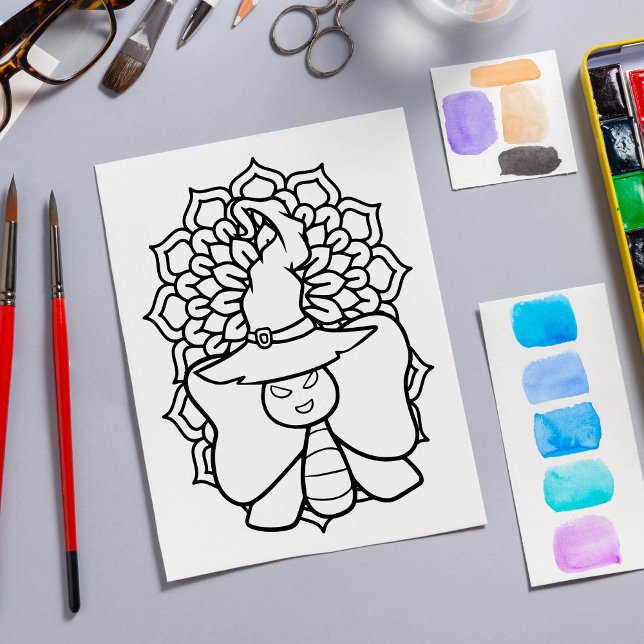 Affiche Page de coloration de papillon Halloween drôle (Créateur téléchargé)