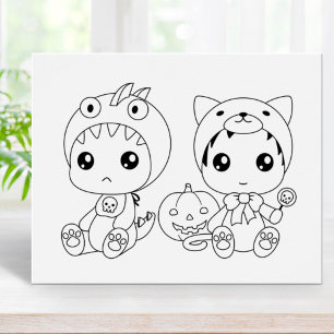 Affiche Page de coloration du costume de chat-bébé Hallowe