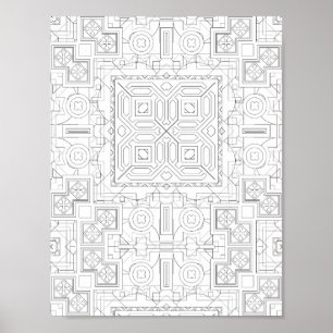 Affiche Page de coloriage à motif carré complexe Grille de