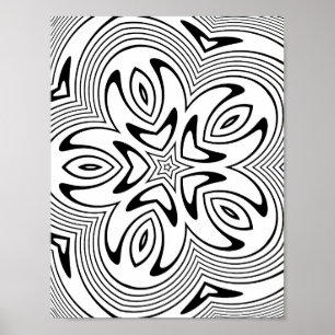Affiche Page de coloriage à motif tourbillonnant d'étoiles