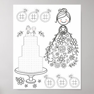Affiche Page de coloriage d'activité mariage illustré