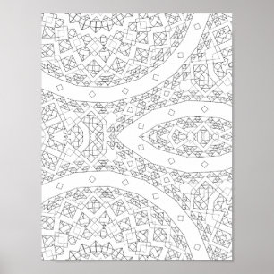 Affiche Page de coloriage d'art à motif géométrique à traj
