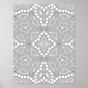 Affiche Page de coloriage d'art à motif mandala étoile com