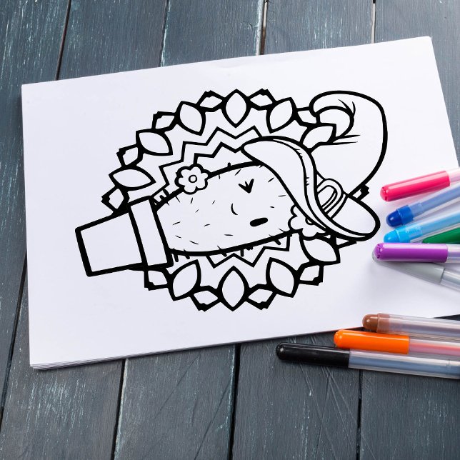 Affiche Page de coloriage de cactus souriants Halloween dr (Créateur téléchargé)