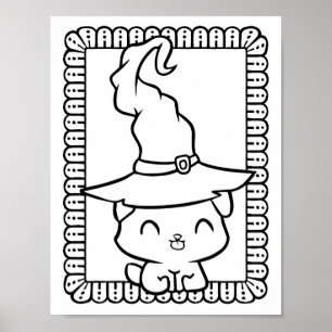 Affiche Page de coloriage de chien souriant Halloween drôl