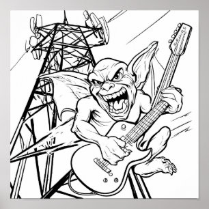 Affiche Page de coloriage de dessin animé humoristique : G