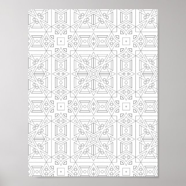 Affiche Page de coloriage de grille triangulaire motif abs (Devant)