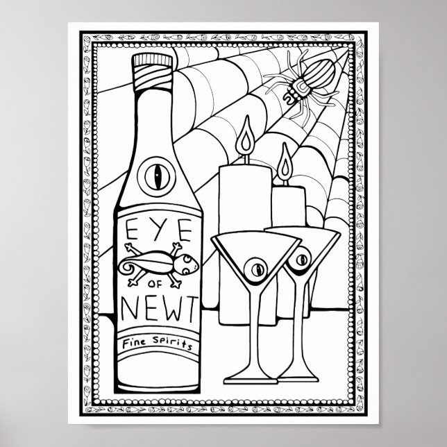 Affiche Page de coloriage de l'oeil d'Halloween des nouvea (Devant)