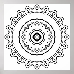 Affiche Page de coloriage de mandala à anneau simple pour