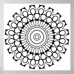 Affiche Page de coloriage de mandala à pétale gras Motif f
