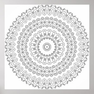 Affiche Page de coloriage de mandala à pétales faciles Fle