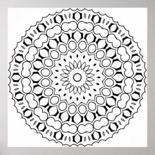 Affiche Page de coloriage de mandala circulaire facile ave