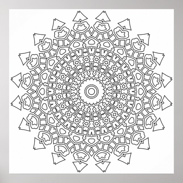 Affiche Page de coloriage de mandala complexe avec détails (Devant)