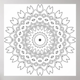 Affiche Page de coloriage de mandala de pétale de feuille 