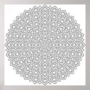 Affiche Page de coloriage de mandala en couches avec des a