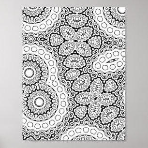 Affiche Page de coloriage de motif de carreau de mandala f