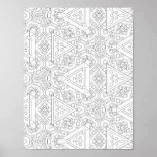 Affiche Page de coloriage de motif triangulaire tribal Géo