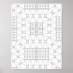 Affiche Page de coloriage de motifs de carreaux ornés à co