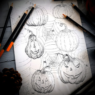 Affiche Page de coloriage des Citrouilles Halloween Jack-o