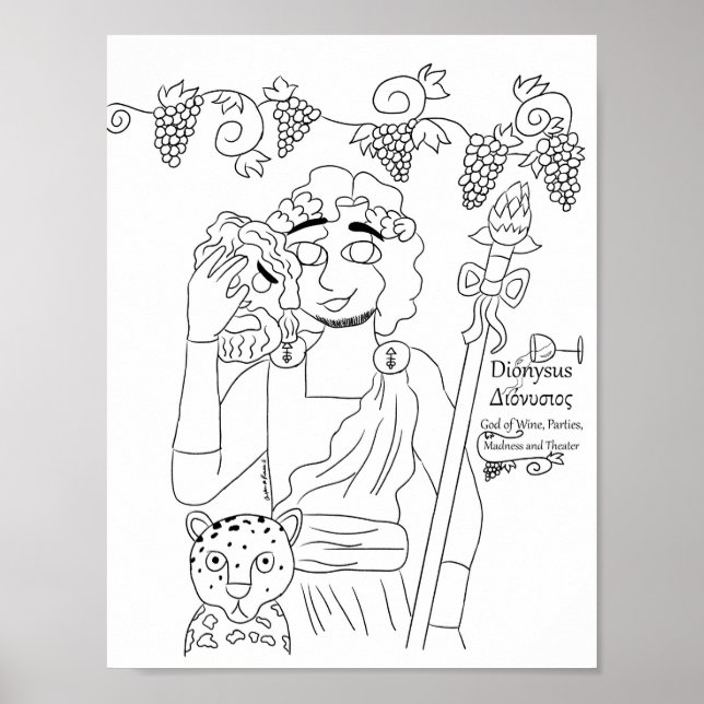 Affiche Page de coloriage Dionysus Imprimer (Devant)