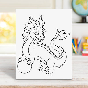 Affiche Page de coloriage du dragon chinois