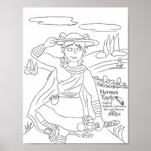 Affiche Page de coloriage Hermes