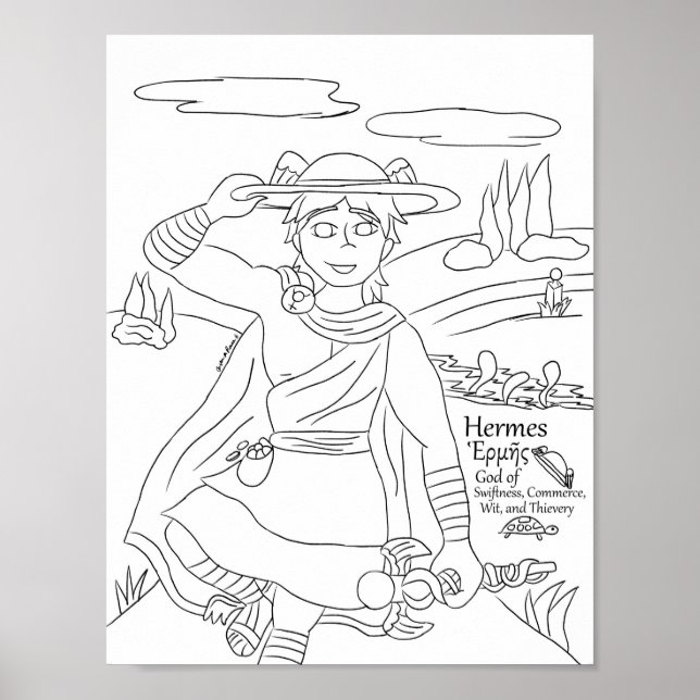 Affiche Page de coloriage Hermes (Devant)