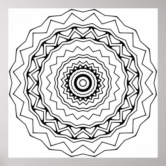 Affiche Page de coloriage mandala à anneaux géométriques T (Devant)