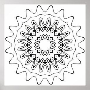 Affiche Page de coloriage mandala à engrenages en soleil r
