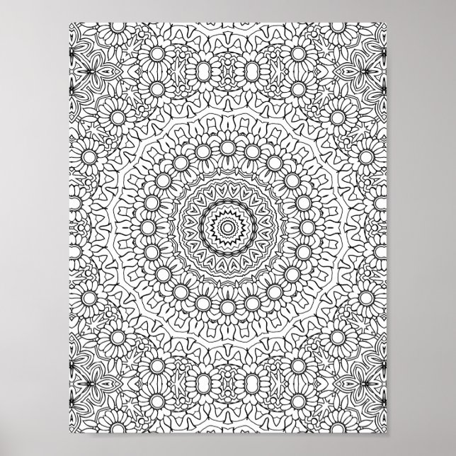 Affiche Page de coloriage mandala Daisy Ring avec détails  (Devant)