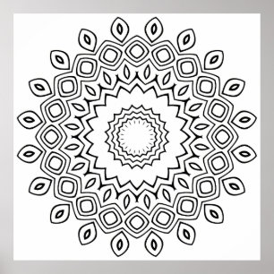 Affiche Page de coloriage mandala de pétale de feuille des