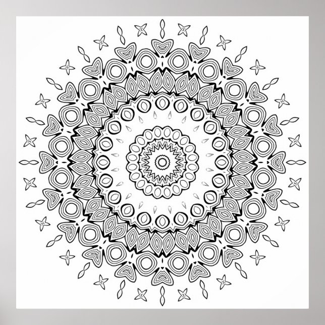 Affiche Page de coloriage mandala étoile cœur design compl (Devant)