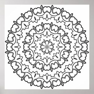 Affiche Page de coloriage mandala facile motif de pétale a