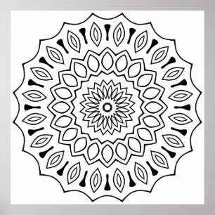 Affiche Page de coloriage mandala floral classique Art com