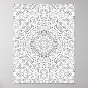 Affiche Page de coloriage mandala kaléidoscope complexe