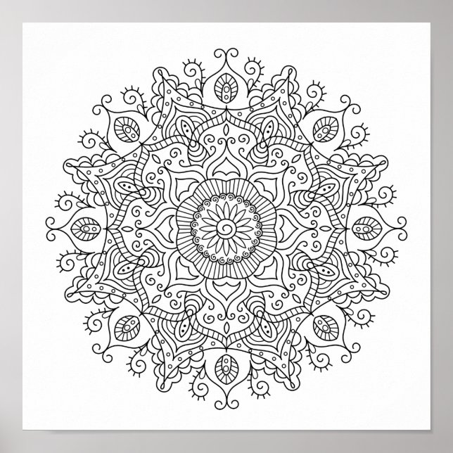 Affiche Page de coloriage Mandala marocain (Devant)