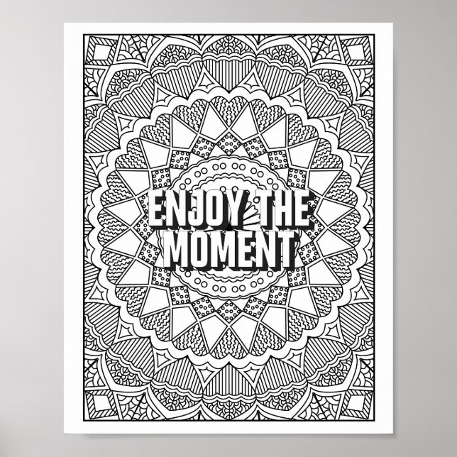 Affiche Page de coloriage Motif de Mandala citation pleine (Devant)