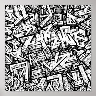 Affiche Page de coloriage urbain détaillé : Grille de glyp