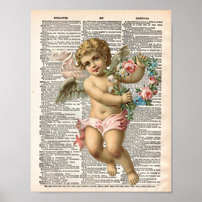 Affiche Page de dictionnaire vintage avec cherub (Devant)