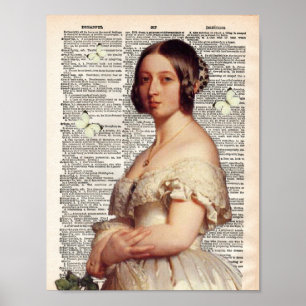 Affiche Page de dictionnaire vintage et Queen Victoria