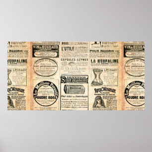 Affiche Page de journal avec publicité - Vintage engrave