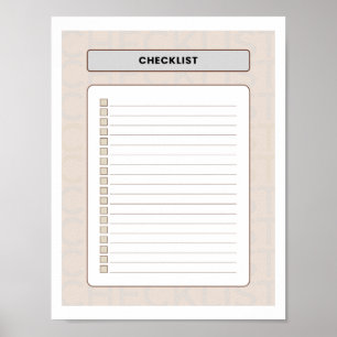 Affiche Page de planificateur de liste de contrôle hebdoma