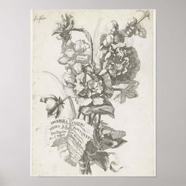 Affiche Page de titre avec un bouquet de pivoines (Devant)